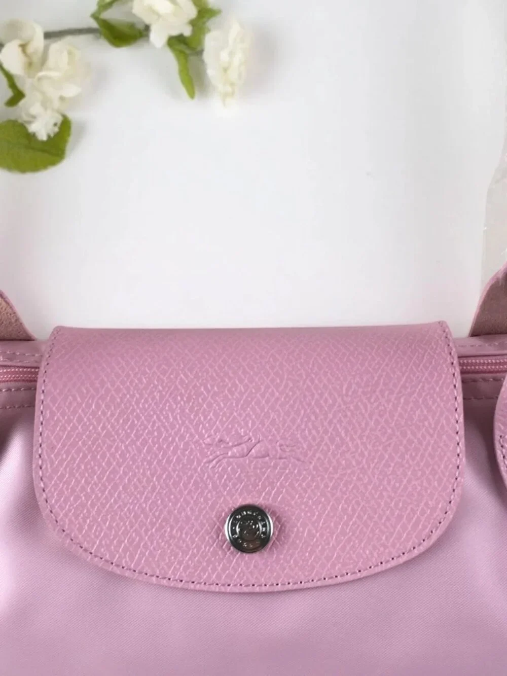 NWT Longchamp Le pliage Original Large Handbag Petal Pink Canvas Shoulder Tote L - Picture 7 of 9